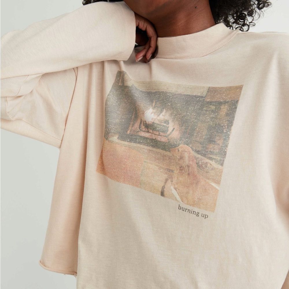 Aerie burning up graphic mock neck long‎ sleeve top